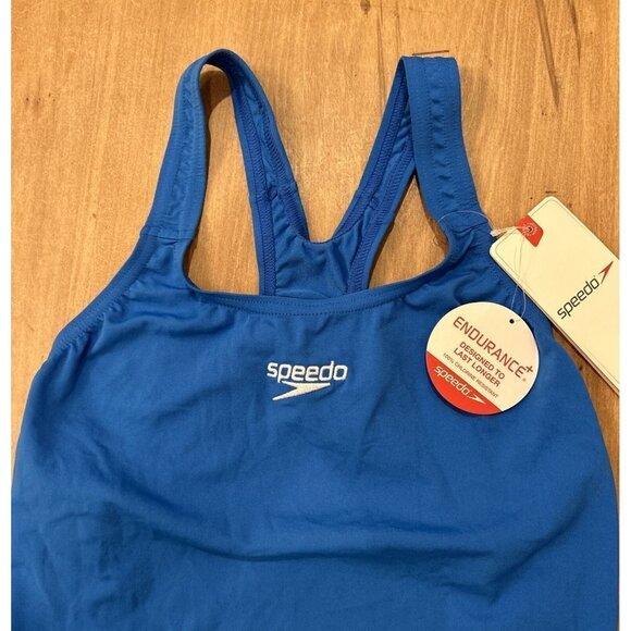 Speedo Endurance + Solid Onepiece Swimsuit Women's AU 12 US 8 Royal Blue NEW - Picture 3 of 5